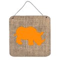 Micasa Rhinoceros Burlap And Orange Aluminium Metal Wall Or Door Hanging Prints 6 x 6 In. MI236490